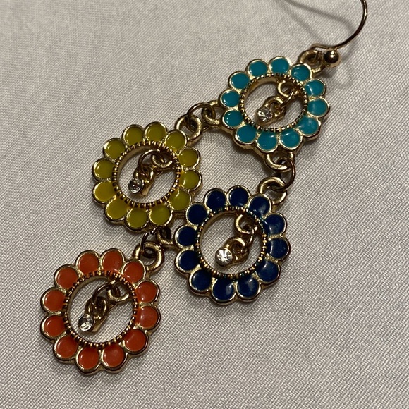 Colorful Cascading Floral Earrings - Picture 3 of 6
